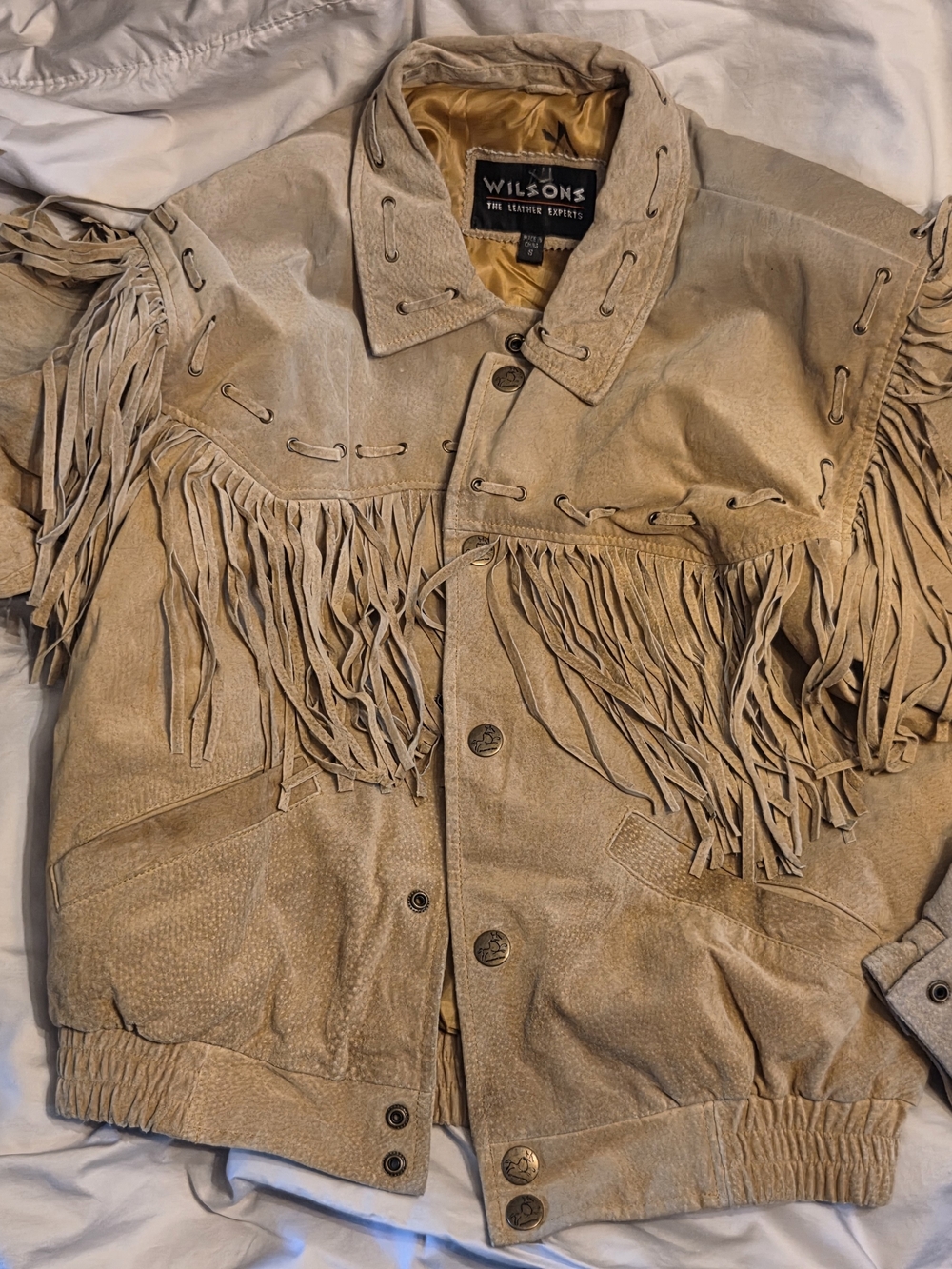 Wilson Tan Suede Fringe Bomber Jacket
